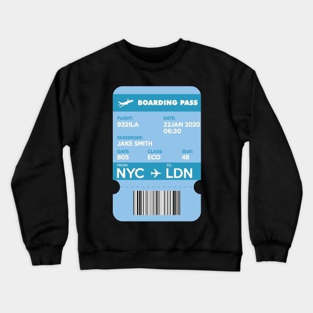 Boarding Pass from NYC to LDN Crewneck Sweatshirt by Avion